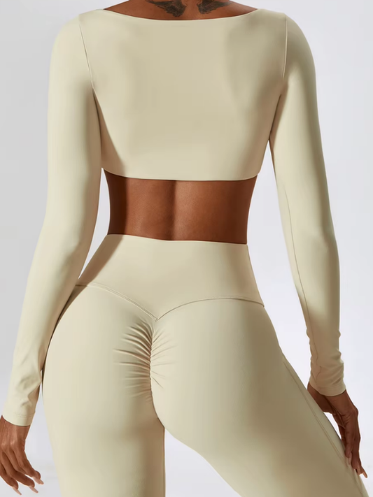 Crop Top Sculptant Manches Longues